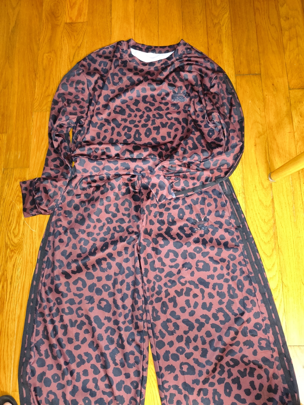 Adidas Women's Maroon Leopard Print Lounge Set